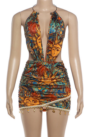 Printed Cut-Out Night Out Dress
