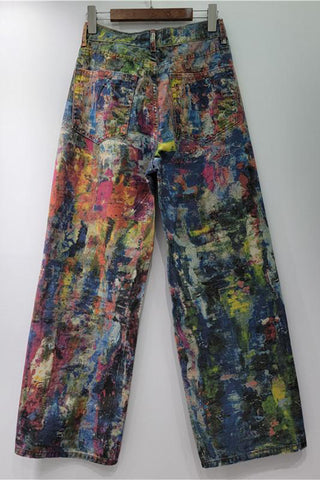 Artistic Straight-Leg Denim Pants