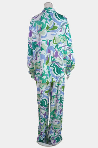 Swirl Print Relaxed Pants Set