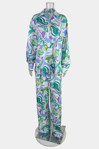 Swirl Print Relaxed Pants Set