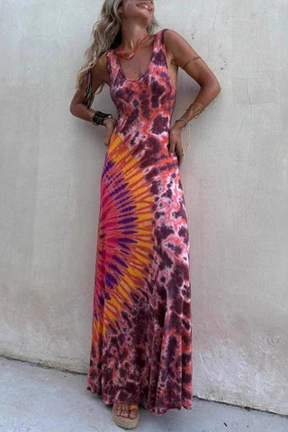 Tie-Dye Sleeveless Maxi Dress