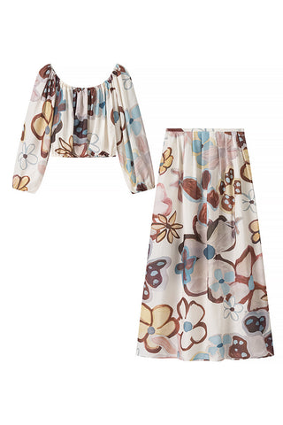 Floral Off-Shoulder Skirt Set