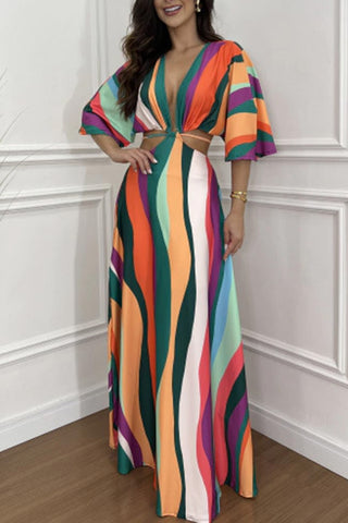 Geometric Pattern Maxi Dress