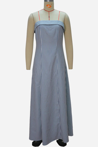 Strapless Striped Casual Maxi Dress