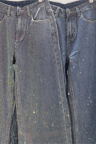 Sparkling Wide-Leg Straight Jeans