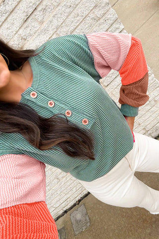Multicolour Colorblock Henley Top
