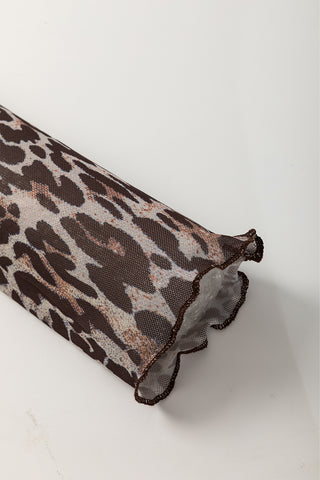 Leopard Mesh Sleeve Blouse