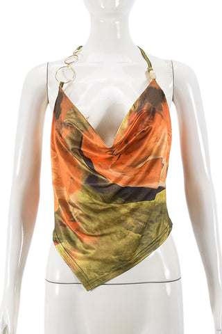 Chain-Strap Draped Tank Top