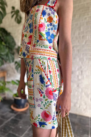 Vibrant Floral Patchwork Short Set