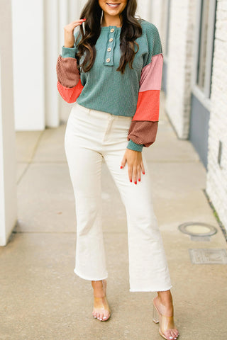 Multicolour Colorblock Henley Top