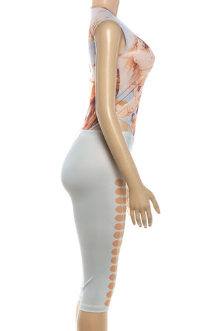 Printed Sleeveless Top & Cropped Bottom Set
