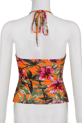 Tropical Halter Neck Tank Top