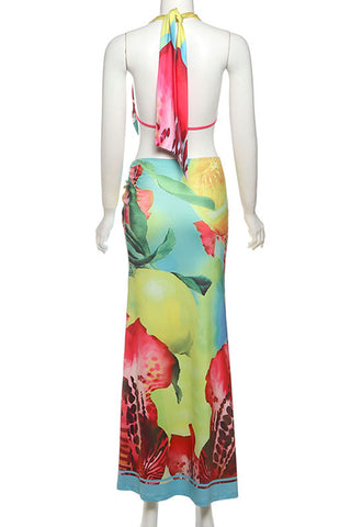 Tropical Print Skirt Set