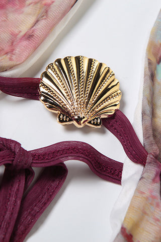 Deep V-Neck Halter Dress with Print