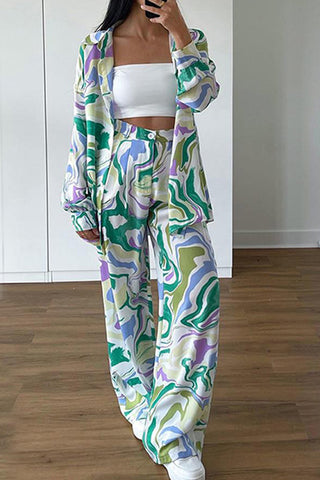 Swirl Print Relaxed Pants Set