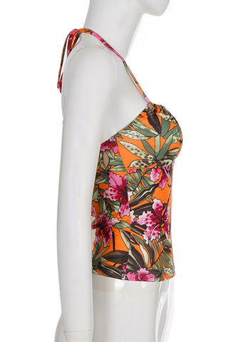 Tropical Halter Neck Tank Top