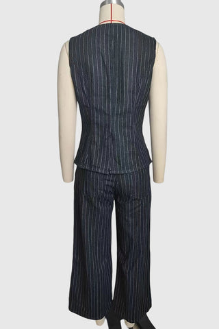 Sleeveless Button-Front Vest Set