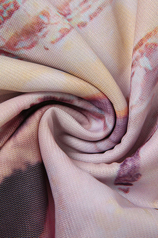 Deep V-Neck Halter Dress with Print