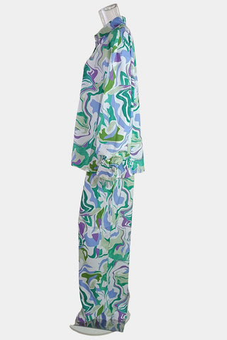 Swirl Print Relaxed Pants Set