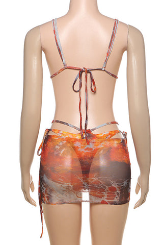 Tie-Dye Bikini and Skirt Set