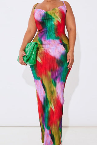 Tie-Dye Maxi Dress with Spaghetti Straps