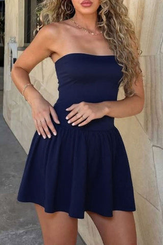 Strapless Ruched Casual Dress