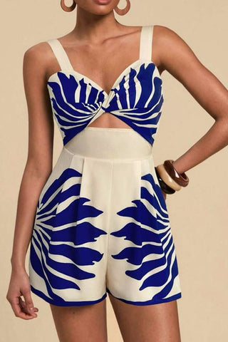 Zebra Print Cutout Romper