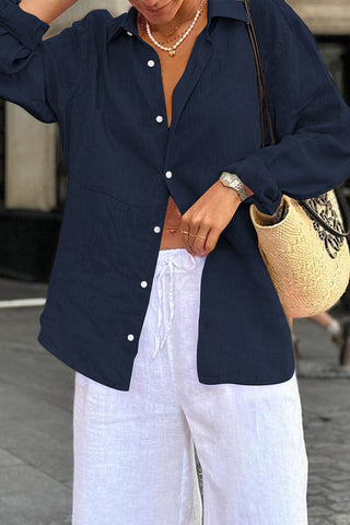 Classic Long Sleeve Button-Up Blouse