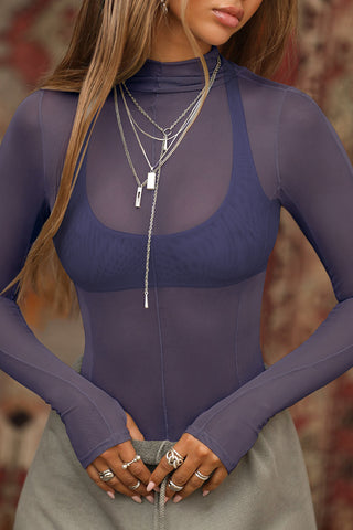 Sheer Mesh Long Sleeve Top
