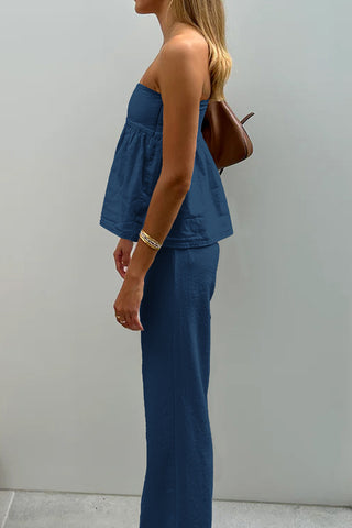 Strapless Flare Pants Set