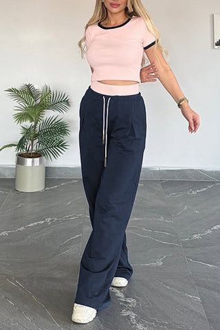 Crop Top and Wide-Leg Pants Set