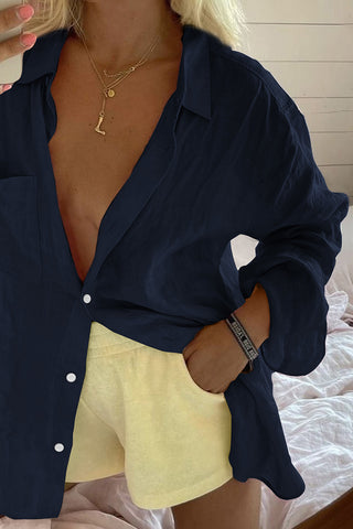 Classic Long Sleeve Button-Up Blouse