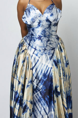 Tie-Dye Halter Maxi Dress