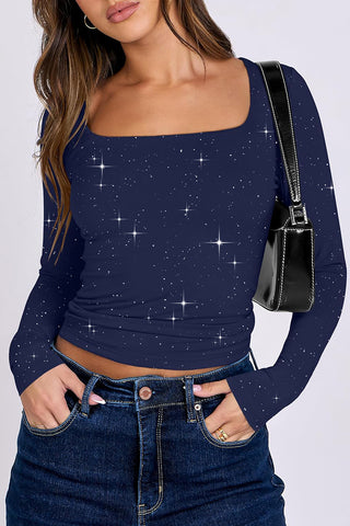 Starry Long Sleeve Square Neck Top
