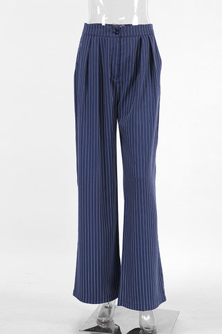 High-Waist Pinstripe Casual Pants