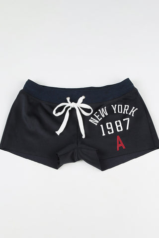 Athletic Lettering Shorts with Drawstring