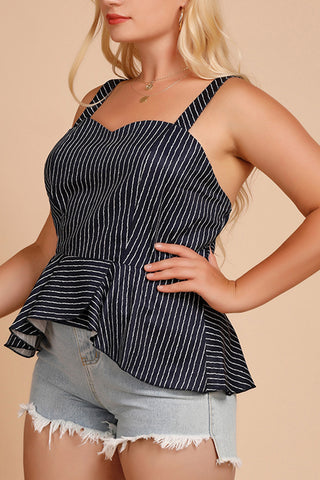 Striped Peplum Tank Top