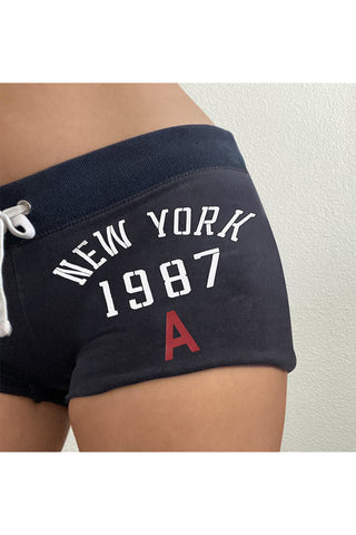 Athletic Lettering Shorts with Drawstring