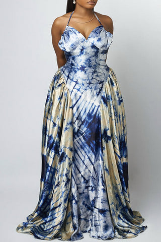 Tie-Dye Halter Maxi Dress