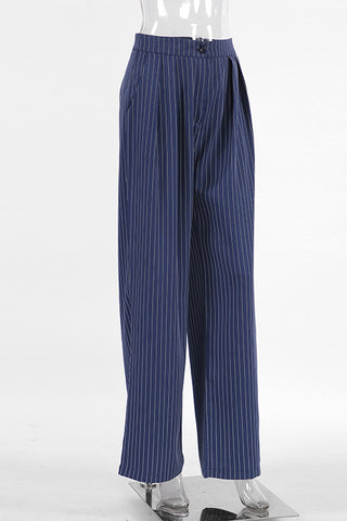 High-Waist Pinstripe Casual Pants