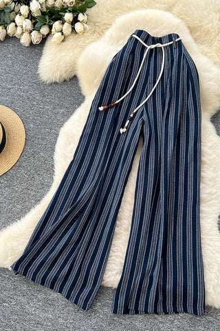 Relaxed Striped Wide-Leg Pants