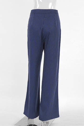 High-Waist Pinstripe Casual Pants