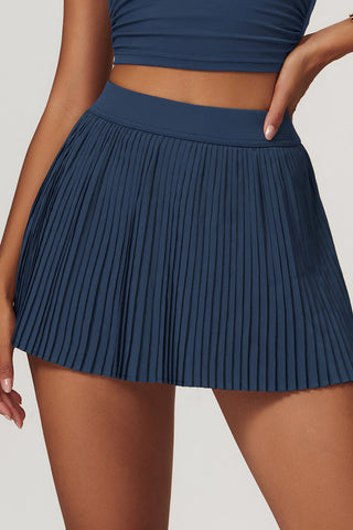 Pleated Mini Skirt with Elastic Waist