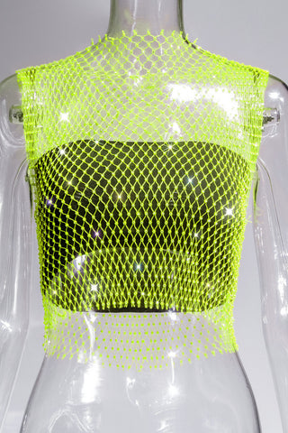 Sparkling Rhinestone Mesh Tank Top