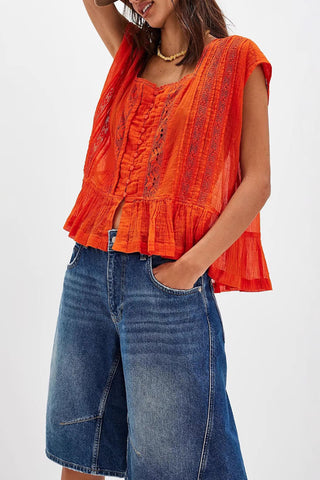 Elegant Lace Trim Blouse