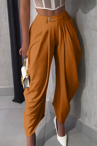 High-Waist Pleated Casual Pants