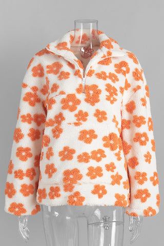 Floral-Print Mock Neck Sweatshirt