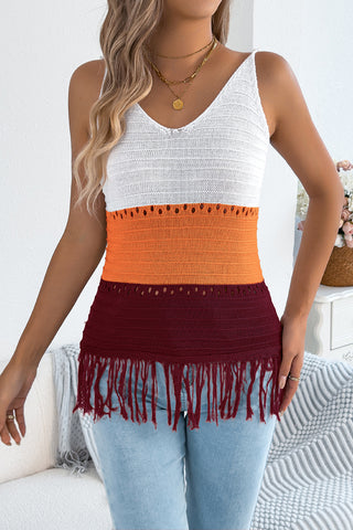 Fringe Hem Knit Tank Top