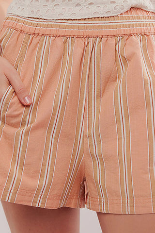 Striped Elastic Waist Casual Shorts