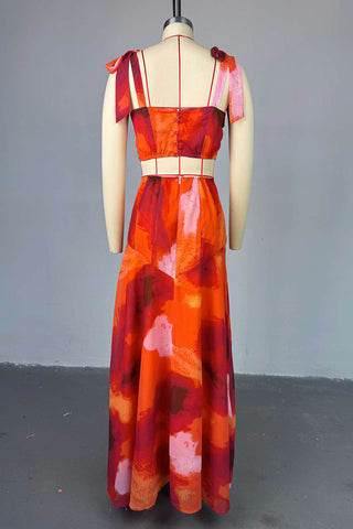 Abstract A-Line Tie Strap Dress